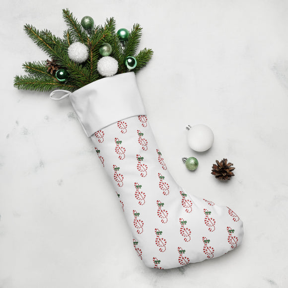 Candy Cane Treble Clef (Pattern White) Christmas Stocking [US Shipping Only]