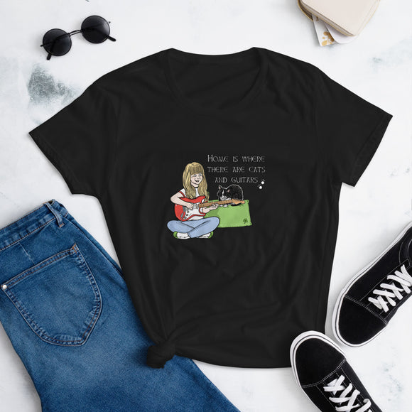 Cats and Guitars (Women's Short Sleeve T-Shirt)