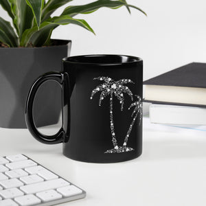 Music Palm Trees Black Glossy Mug [US Shipping Only]