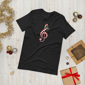 Candy Cane Treble Clef (Short-Sleeve Men's/Unisex T-Shirt)