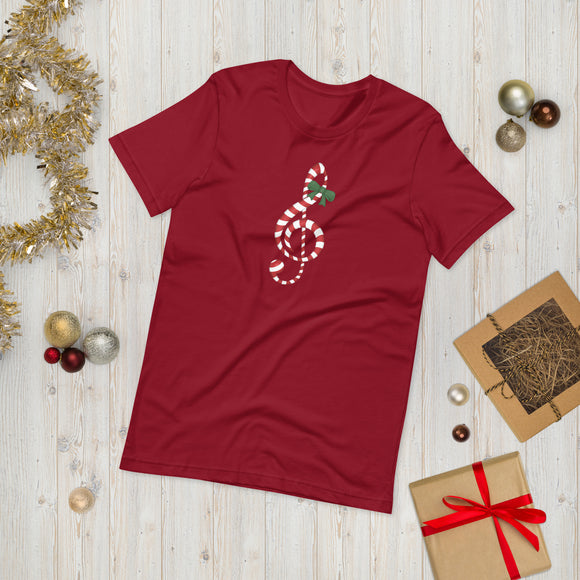 Candy Cane Treble Clef (Short-Sleeve Men's/Unisex T-Shirt)