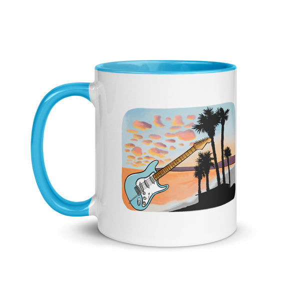 California Sunset Guitar Mug with Color Inside