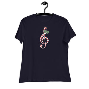 Candy Cane Treble Clef (Women's Cozy T-Shirt)