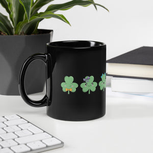 Three Cute Shamrocks Black Glossy Mug [US Shipping Only]