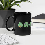 Three Cute Shamrocks Black Glossy Mug [US Shipping Only]