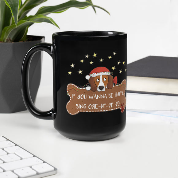 Odie-De Christmas Black Glossy Mug [US Shipping Only]