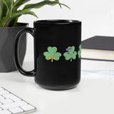 Three Cute Shamrocks Black Glossy Mug [US Shipping Only]