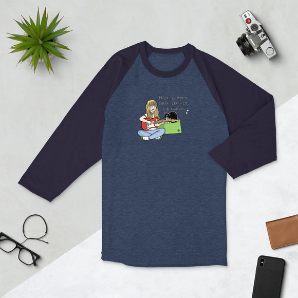 Cats and Guitars (Unisex 3/4 Sleeve Raglan Shirt)